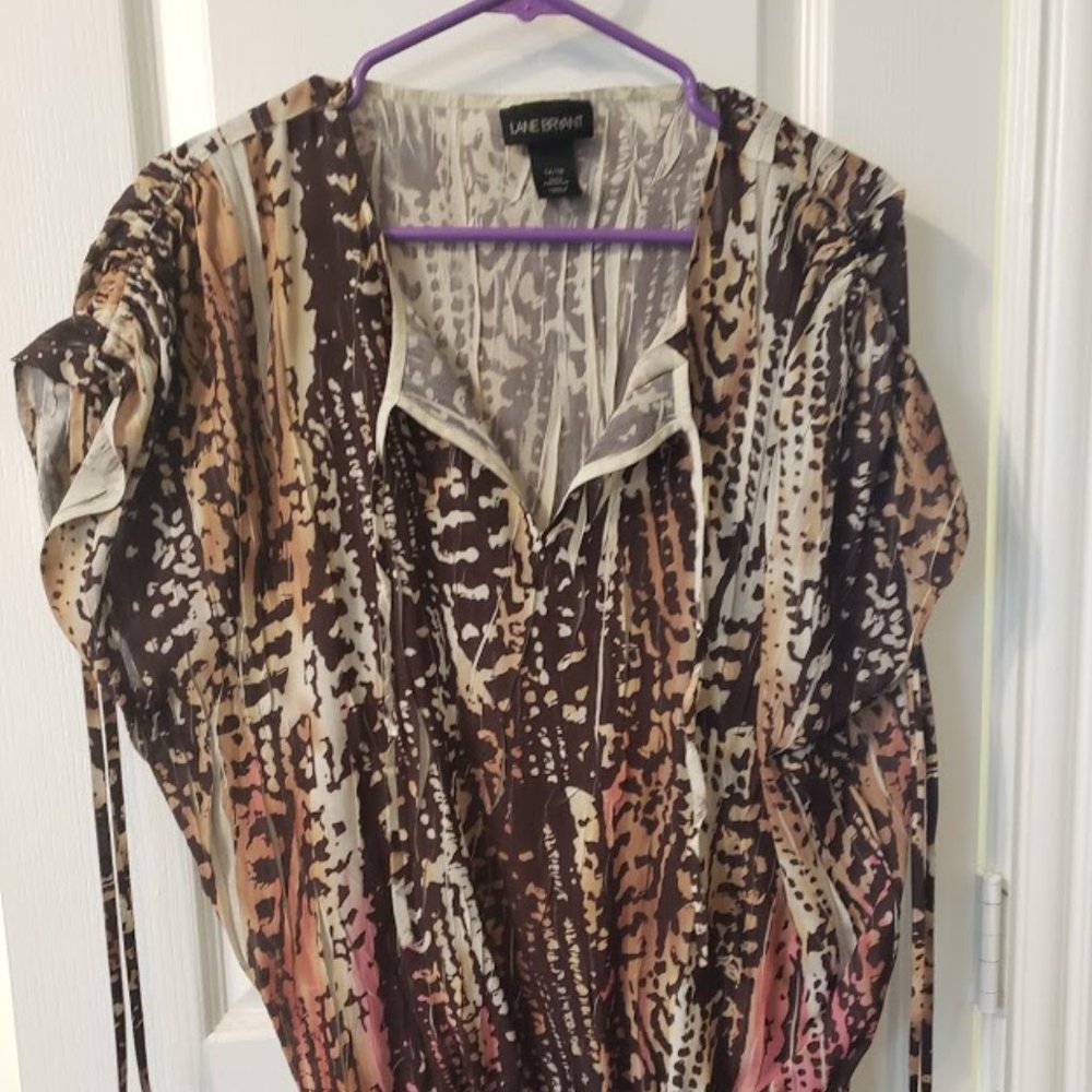 Lane Bryant Print Shirt Tie at Neckline